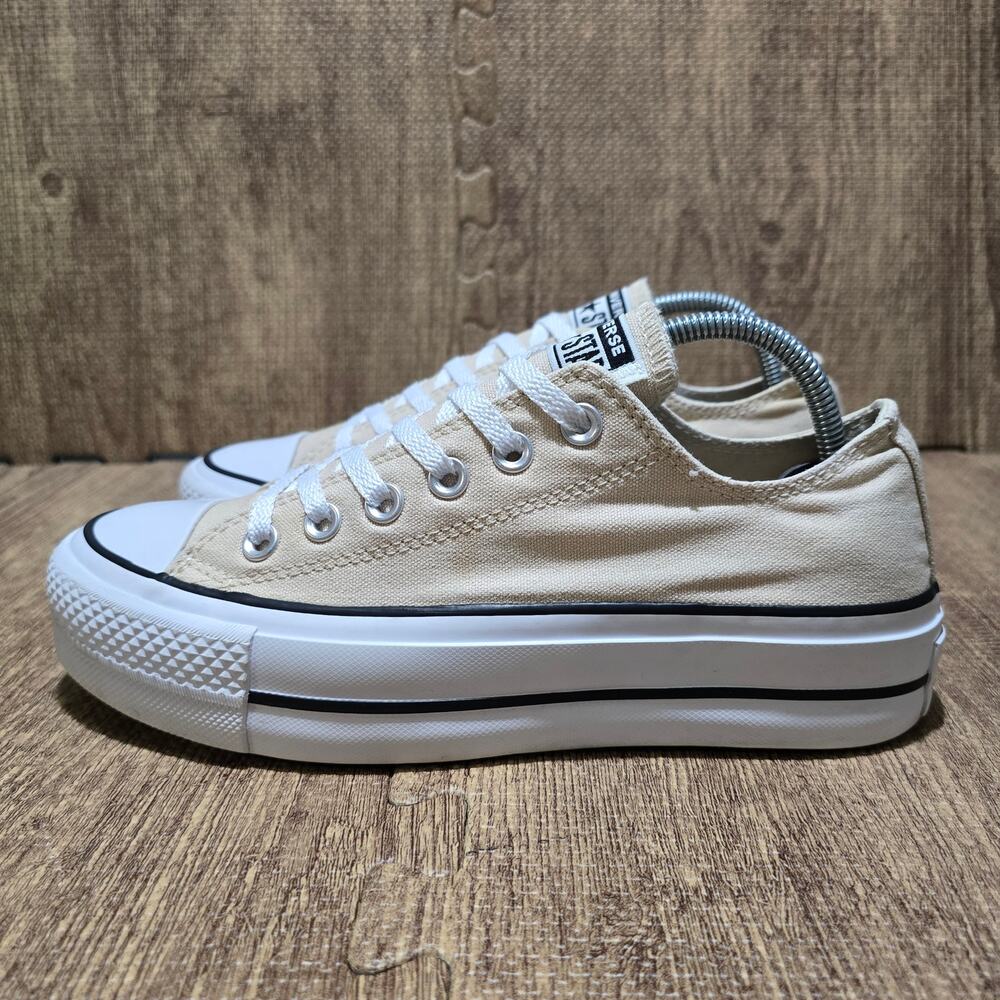 Converse Womens Chuck Taylor All Star Lift Platform Canvas Low Beige Size 7 Shoe